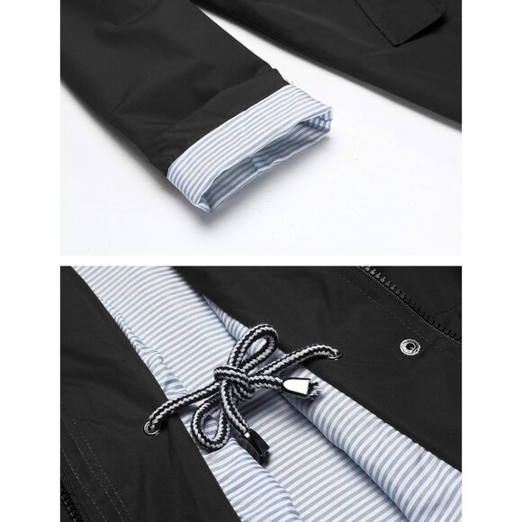 Raincoat Women Waterproof Long Hooded Trench Coats Lined Windbreaker Travel Jack - Picture 5 of 5